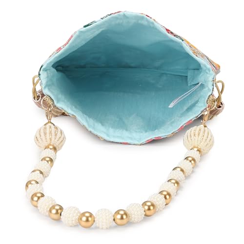 Image of LONGING TO BUY Indian Ethnic Pearls & Sequence Potli Bag for Women, Wedding Potli Bag and For Ethnic Wear