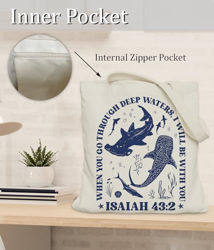 Image of Aesthetic Christian Gifts Tote Bag for Church, Religious Tote Bag for Bible Study, Medium Size with Inner Pocket