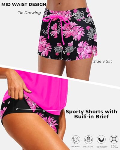 Image of Aqua Eve Two Piece Women's Tankini Swimsuits Blouson Swim Tank Top with Shorts Modest Bathing Suits