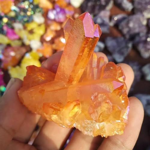 Orange Aura Quartz Crystal vug pour illuminer votre bureau et vos séances de yoga