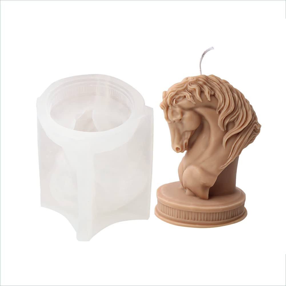 CTRLZS 1 PCS Horse Head Statue Candle Silicone Mold Animal Poney Candle Mould Candle Mold