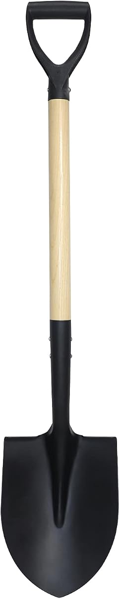 Pala para cavar, pala redonda, herramienta de jardín con mango en D, 41 pulgadas de longitud total, pala de jardín de madera, pala de playa, pala de nieve para coche