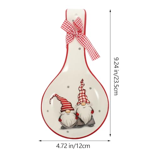 Hemoton Christmas Ceramic Spoon Rest Holiday Gnome Santa Dishes Spoons Chopsticks Holder Winter Holiday Kitchen Decor