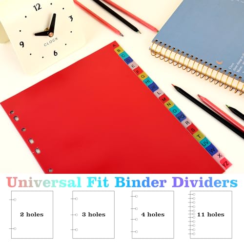 21 Tab A-Z Binder Dividers, Alphabet Plastic Binder Dividers with Multicolor Tabs, Letter Size 8.2\" x 11.6\", for 3 Ring Binders, Fits 2/3/4/11 Ring Notebook – Index Tab Dividers for Office School Home