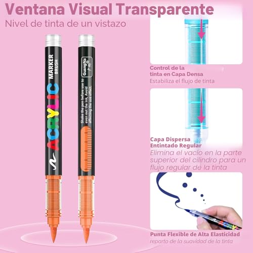 Miniatura 5 de Vakki 36 Colores Rotuladores Acrilicos, Acrylic Markers Para Colorear Adultos, Marcadores Acrílicos Para Colorear, Piedra, Caligrafía, Madera, Lienzo, Vidrio, Cerámica