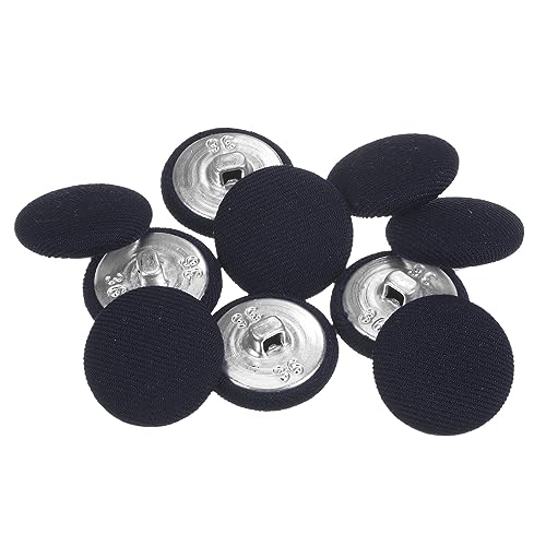 sourcing map 10pcs 36L Fabric Cloth Covered Button 23mm Round Metal Shank Sewing Buttons for Suits Dress Blouses, Navy Blue
