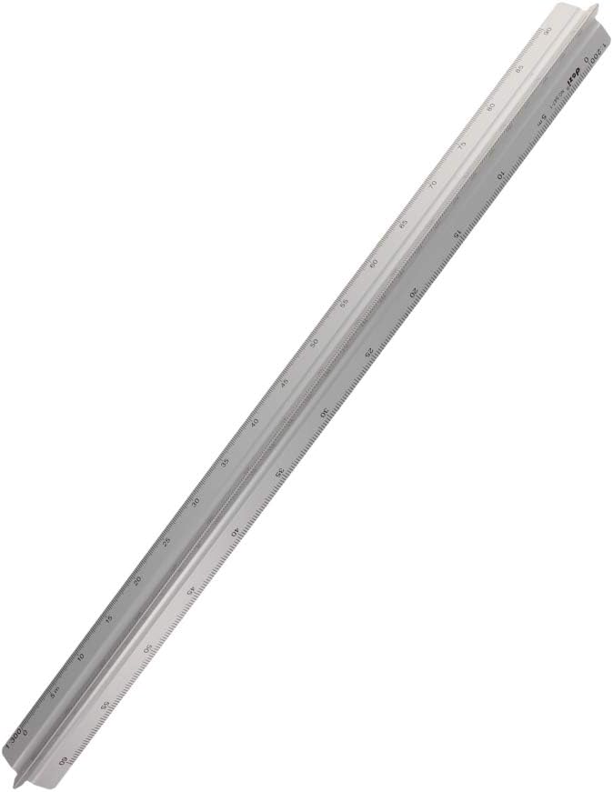 Utoolmart Triangular Ratio Scale Ruler Set,30cm / 11.8-inch Architectural Scale,Aluminum Alloy Ruler, Measuring Tool for Architects, Engineers, Draftsman and Students 1 Pcs