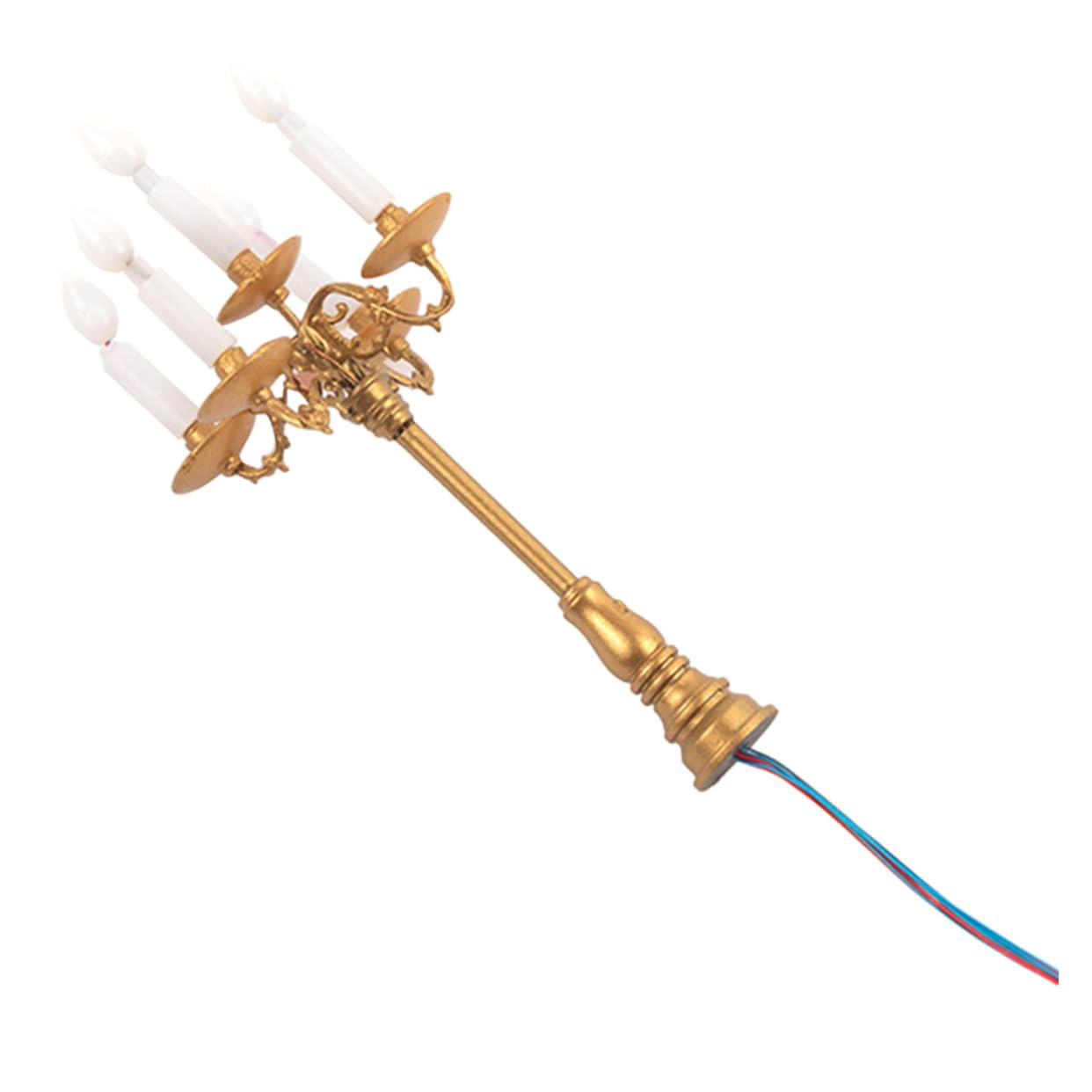 Kisangel Miniature Candlestick Lighting Mini Lamp Model for Table Decor Warm Light for Micro Landscaping Mini House Decoration