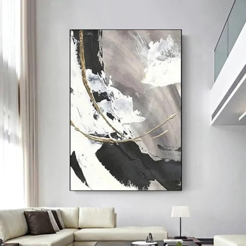 Lignes abstraites noir et blanc affiche de peinture moderne 50x70
