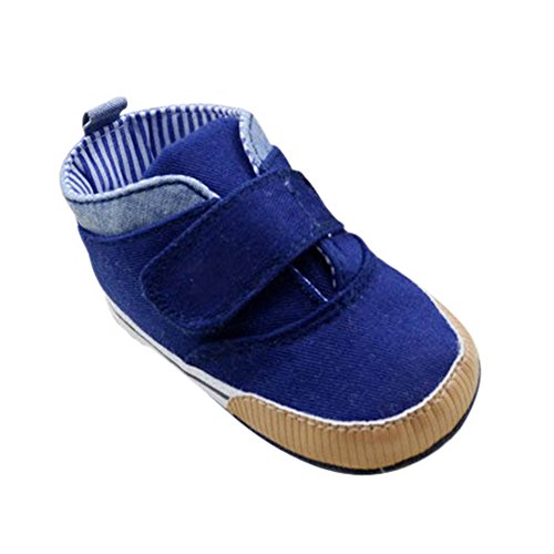 Weixinbuy Baby Boy's Canvas Soft Sole Sneaker High Shoe Deep Blue S