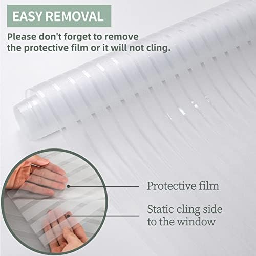 LOLIFEVE Frosted Window Film Privacy Stripe Glass Film Self Adhesive Roll Opaque No Glue Static Cling Decorative Window Stickers for Glass Covering, Doors, Office (30*200cm)