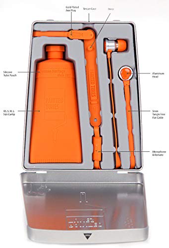 Image of Dual Electronics Painted Tunes A1K Tangle-Free Flat Wire Noise Reducing Earbuds with Built-in Microphone & Carrying Case Orange
