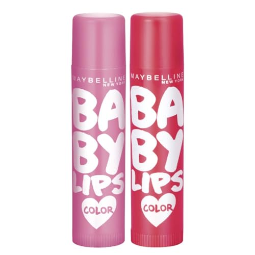 Maybelline New York Baby Lips Pink Lolita & Baby Lips Cherry Kiss Lip Balm , Pink, Red, 31.2 G (Pack Of 2)