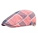 Lifup Unisex Newsboy Hat Adjustable Flat Cap Cotton Plaid Gatsby Ivy Golf Cabbie Hat Pink