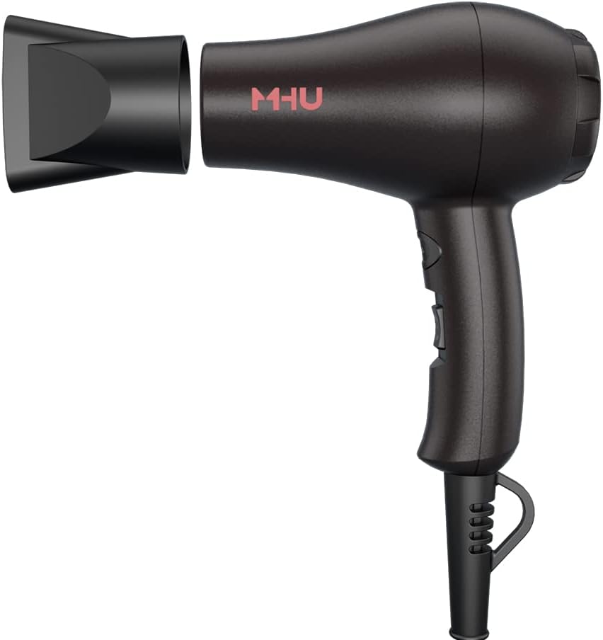 Professional Mini Travel Hair Dryer for RV 1000 Watts Ceramic Ionic Blow Dryer for Kids Plus Concentrator, Black