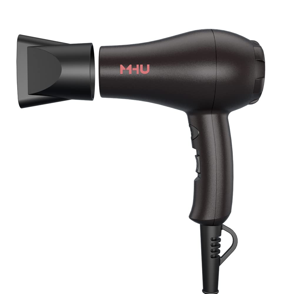 Professional Mini Travel Hair Dryer for RV 1000 Watts Ceramic Ionic Blow Dryer for Kids Plus Concentrator Black