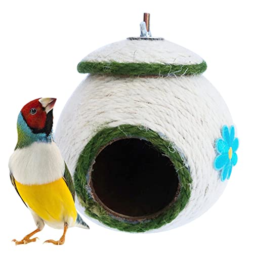 Beija-Flor - Gaiola pássaro coco feita à mão,pássaros anti-mordida com capa tecido corda para papaga