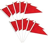 50 Pack Red Pennant Small Mini Flags On Sticks,Hand Held Solid Red Pennant DIY Graffiti Flag,Party E