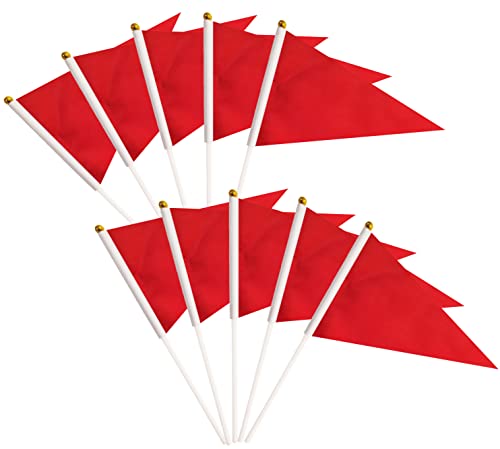 50 Pack Red Pennant Small Mini Flags On Sticks,Hand Held Solid Red Pennant Diy Graffiti Flag,Party Events Celebration,School,Grand Opening,Kids Birthday,Sports Clubs,Flower Pot #TOP14