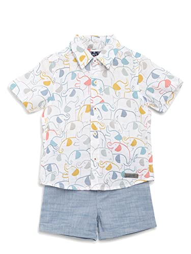 Image of Nautinati Boys Printed Collared Shirt with Shorts Clothing Set | Age 1-5 Years