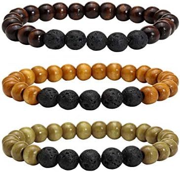 MILAKOO Wood Bead Bracelet Tibetan Buddhist Meditation Mala Prayer Beads Men Elastic Bracelet 6/8mm