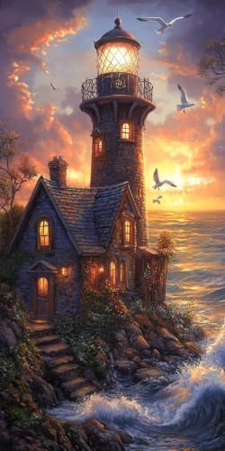 Diamond Painting Phare 30x60cm Broderie Diamant Plein Mosaique