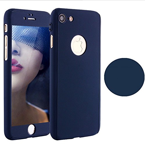 iPhone 7 Plus 5.5 Inch Full Body Hard Case-Auroralove 360 Degree Full Protective Slim Sleek Front Back Case for iPhone 7 Plus 5.5 Inch with Tempered Glass Screen Protector (Darkblue)