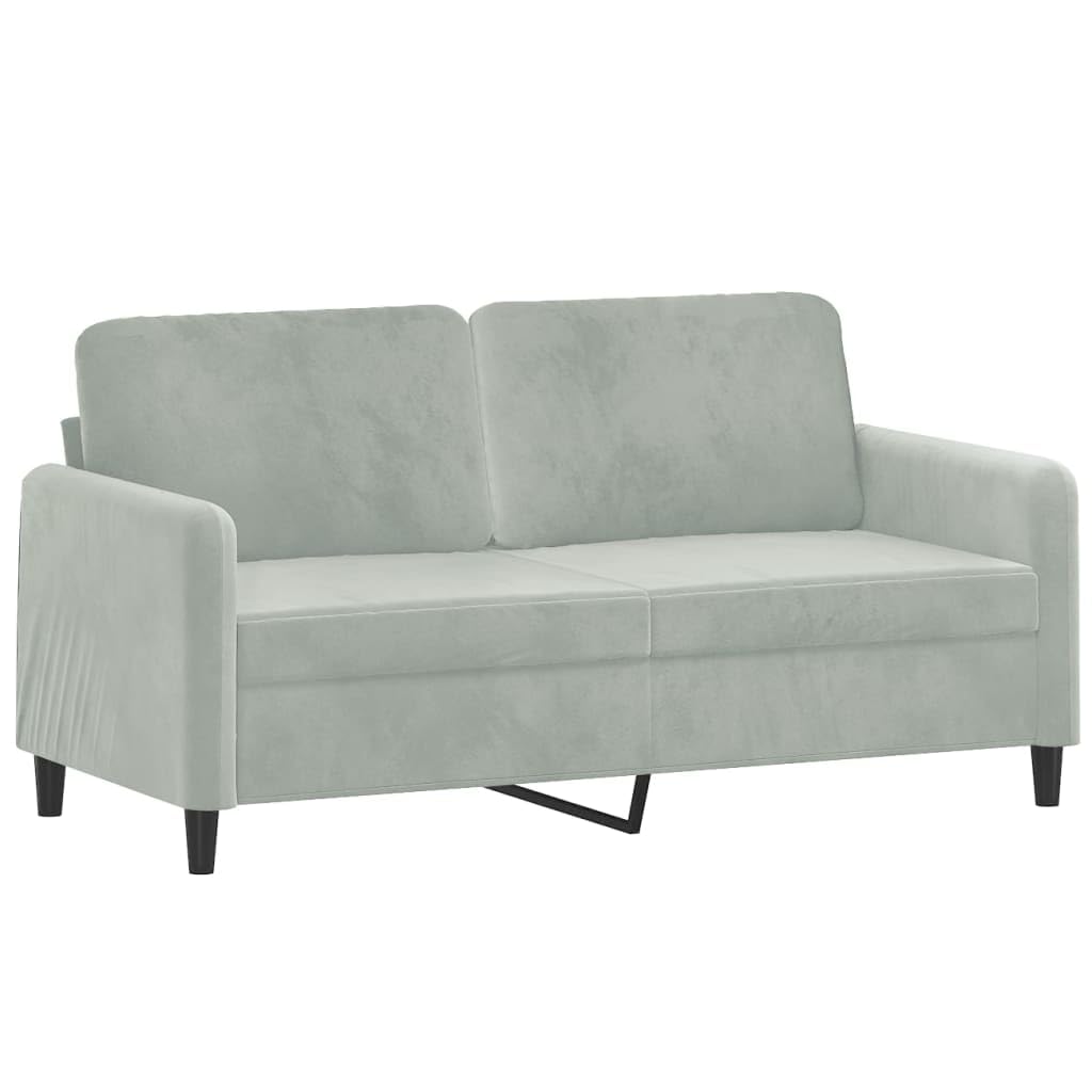 Juego de 3 sofás de terciopelo gris claro, 2 sofás de 2 plazas con reposapiés, diseño moderno, marco de metal resistente, acolchado cómodo para salón, opción en forma de L