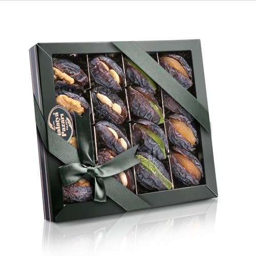 Malatya Pazari Mixed Stuffed Dates Gift Box – Medjool Dates Filled with Nuts & Dried Fruit – Gourmet Healthy Snack & Premium Gift Box, Unique Sweets, Halal, 14.1 Oz (400g)