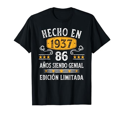 Hombre 86 Años Cumpleaños Regalo Hombre Hecho En 1937 Hecho En 1937 Camiseta