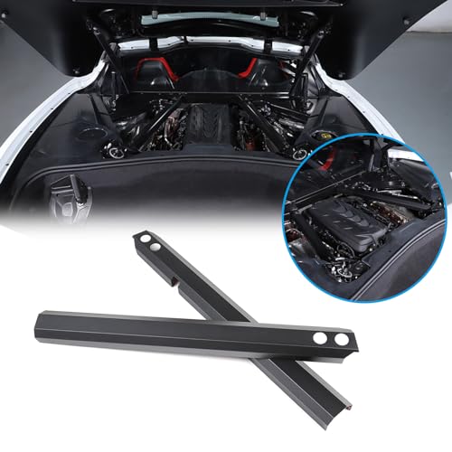 Image of CHEAYAR Engine Bay Panel Cover Compatible with Chevrolet Corvette C8 2020-2023, Engine Shroud Cover Panel Trims, C8 Accessories 2PCS (Engine Rod - Black)