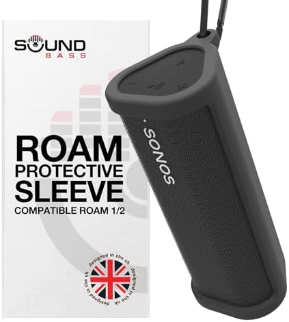 Heavy Duty Protective Silicone Carrying Case for Sonos Roam 2 | Black | Now Includes Bluetooth Button for Roam2 | Protect Your Wireless Bluetooth Speaker Using This Cover/Sleeve