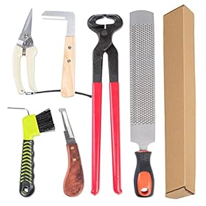 Horse Farrier Hoof Tool Kit – 7Pcs 14 Inch Rasp Hoof Cutter Set Horseshoe Pliers File Hoof Trimmer Equestrian Supplies for Horses, Cattle, Sheep and Donkeys