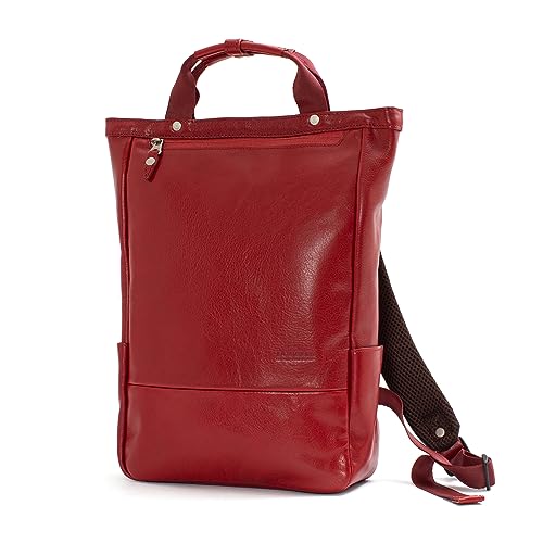 ダブルス DOUBLES リュック メンズ レディース 革 おしゃれ スリム 本革 レザー A4 JEC-7470 レッド