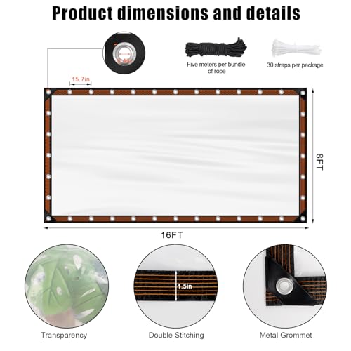 8x16-FT-Clear-Waterproof-Tarps-Heavy-Duty-Outdoor-Garden-Rainproof-CoveringClear-Vinyl-Tarp-with-GrommetsTransparent-Waterproof-Tarpaulin-for-Covering-Henhouse-Porch-Canopy-Plant-Camping