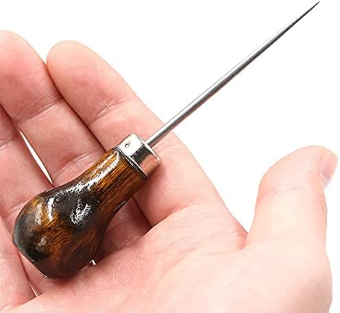 Miniatura 4 de VIUJUH - Punzón con forma de calabaza, punzón de madera con mango de madera, punzón para coser, herramienta de cuero (1 unidad)