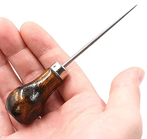 Viujuh Awl,Gourd Shape Awl Tailors Awl Wood Handle Scratch Awl Sewing Awl Tool For Leather (1 Pack) #TOP3