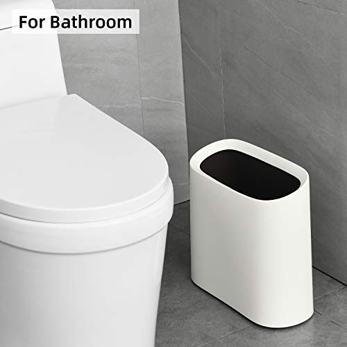 SUBEKYU 2.3 Gal Trash Can for Bathroom,Small Office Garbage Can for Kitchen,Slim Rectangular Waste Bin,Plastic,White by SUBEKYU - Image 4