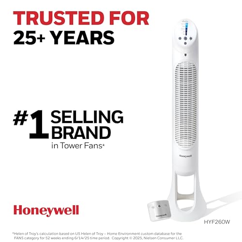 Honeywell QuietSet Whole Room Oscillating Tower Fan with Remote, White, HYF260 - image 9