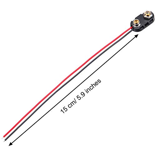 20 Pack 9 V Battery Clip Connector Long Cable Connection Hard Shell Black Red Connector (I Type) - Image 4