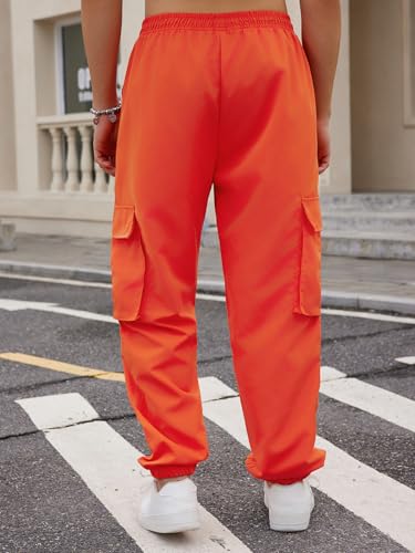 OYOANGLE Men's Drawstring Waist Flap Pocket Jogger Cargo Pants Streetwear Trousers Casual Pants2