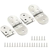 Hitefu Silver 180 Degree Flip Top Hinge with Mounting Screws, 3.1'x1.15' Heavy Duty Butler Tray Hinge for Sewing Machine, Folding Table, Doors