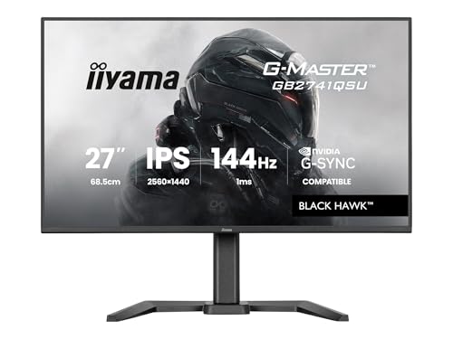 iiyama Ecran G-Master Black Hawk, GB2741QSU-B1 IPS, Adaptive Sync, QHD@144Hz, 1ms, 350cd, HP, HDMI/DP/USB HUB, réglable en Hauteur, Black Tuner, G-Sync...