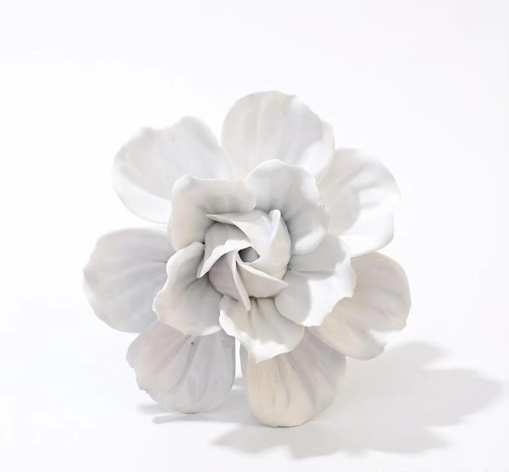 AMERRY White, Camellia, 2.76",Ceramic Wall Flower Decor Artificial 3D Flower Wall Art，Handmade 3D Wall Art Hanging Sculpture， Porcelain Flower Wall Décor (White, Camellia, 2.76")