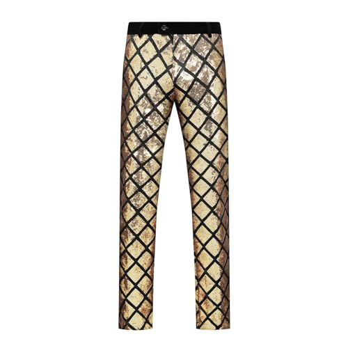 Cloudstyle Men's 2-Piece Suit Casual 1 Button Slim Fit Prom Suit Stylish Sequin4