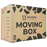 SAFARIPAK - 10 Pack Strong Large Reusable Cardboard Storage Packing Moving House Boxes 52cm x 30cm x 30cm with Carry Handles and Room List Checkboxes - 47 Litres Capacity