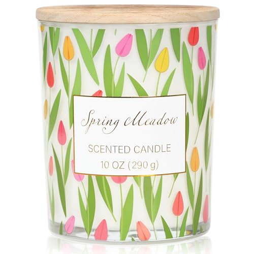 Summer Tulip Scented Candle Gift Summer 10oz Candle Gift for Women Men Large Jar Flowers Soy Wax Candle