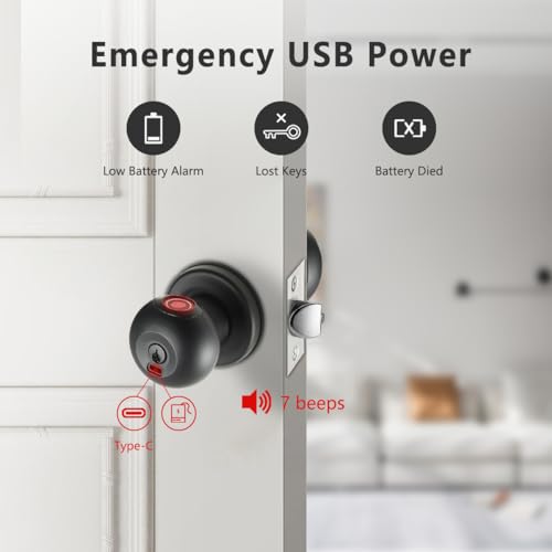 Buoan YL-98JA-BLACK Fingerprint Door Lock, Smart Fingerprint Door Knob thumb #5