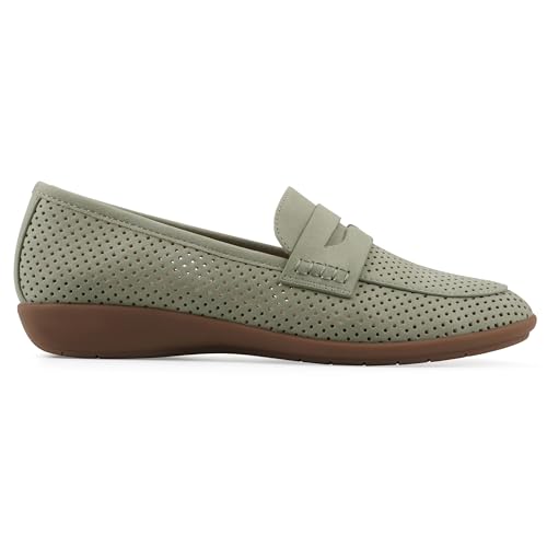 Cliffs by White Mountain Women's Cushioned Samson Perforated Penny Loafer, Sage Nubuck, 8.5 M by CLIFFS BY WHITE MOUNTAIN - Used condition - Image 3