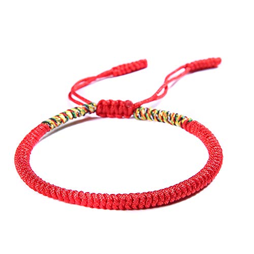 COLORFUL BLING Handmade Weave Tibetan Buddhist Woven Knots Bracelets Mens Womens Lucky Red String Bracelets for Protection Jewelry2